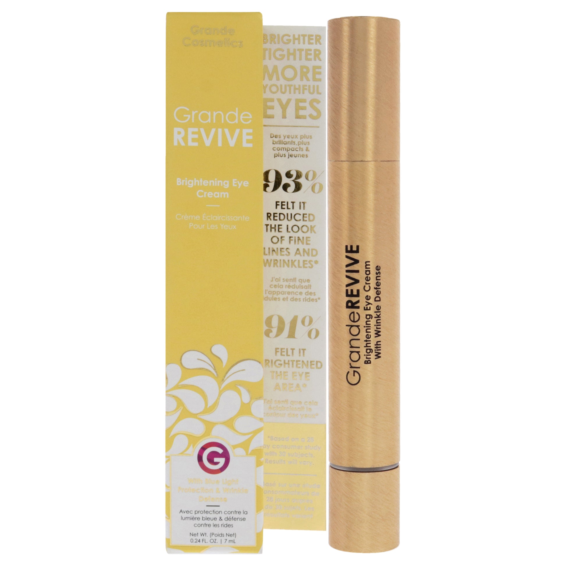 GrandeREVIVE Brightening Eye Cream with Wrinkle Defense for Grande Cosmetics for Women - 0.24 oz Cream