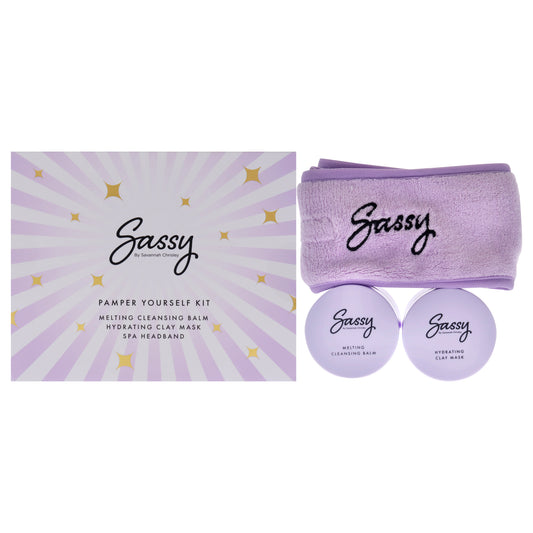 Pamper Yourself Kit by Sassy by Savannah Chrisley for Women - 3 Pc Cleansing Balm, Mask, Spa Headband