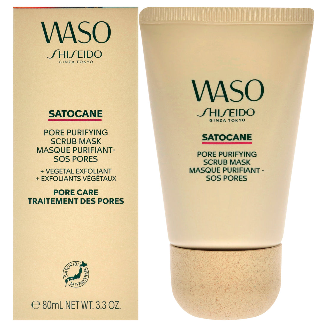 Waso Satocane Pore Purifying Scrub Mask by Shiseido for Women - 3.3 oz Mask