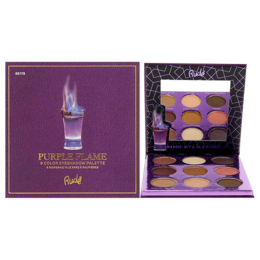 Cocktail Party 9 Eyeshadow Palette - Purple Flame by Rude Cosmetics for Women - 0.39 oz Eye Shadow