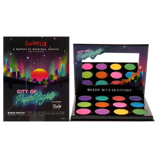 City of Pastel Lights - 12 Pastel Pigment and Eyeshadow Palette by Rude Cosmetics for Women - 0.41 oz Eye Shadow