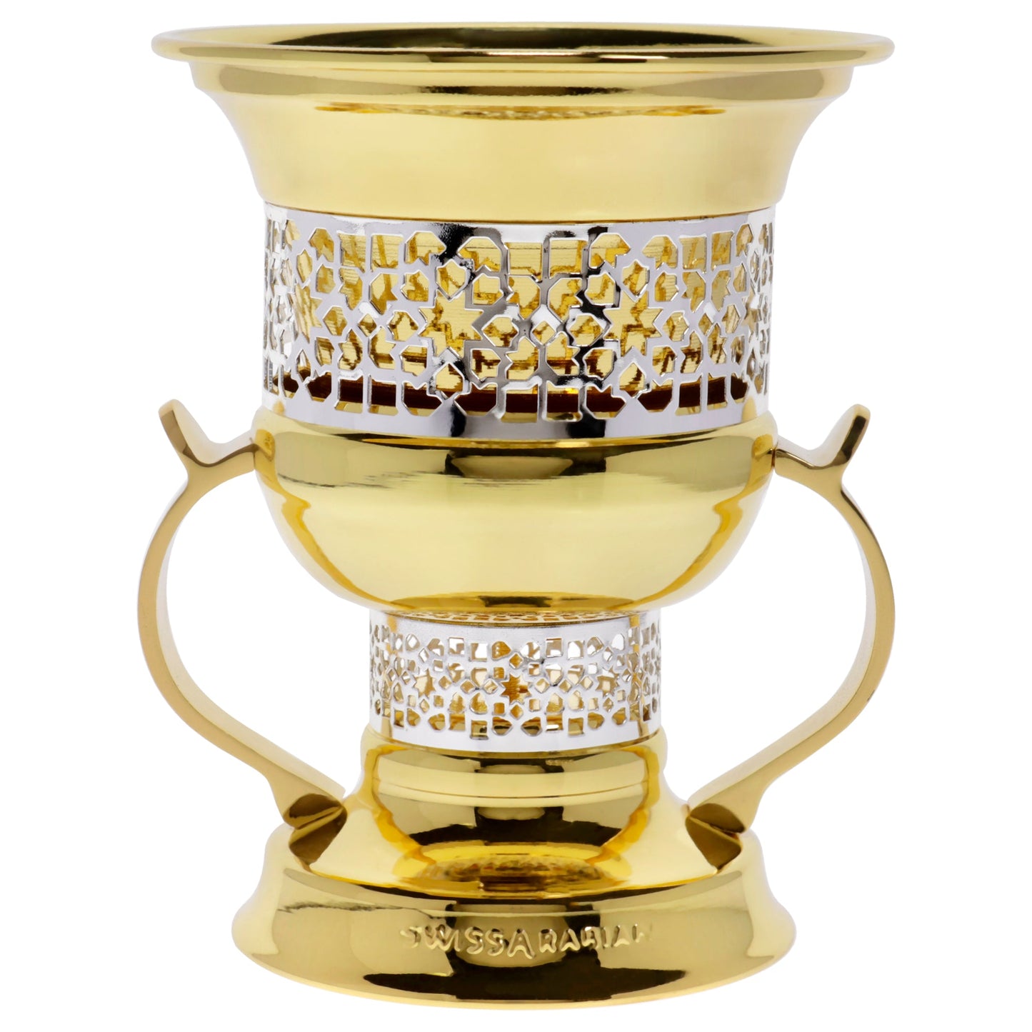 Metallic Goblet Charcoal Mubkhara Incense Burner - Large-Gold