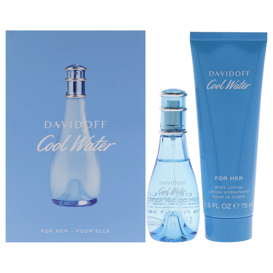 Cool Water by Davidoff for Women - 2 Pc Gift Set 1oz EDT Spray, 2.5oz Body Lotion