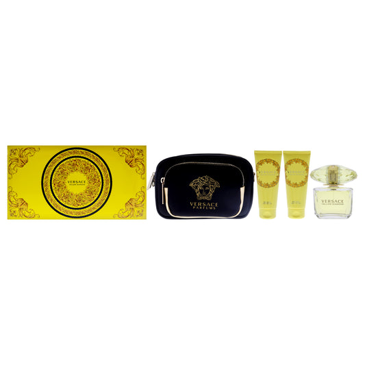 Versace Yellow Diamond by Versace for Women - 4 Pc Gift Set 3oz EDT Spray, 3.4oz Shower Gel, 3.4oz Body Lotion, Pouch