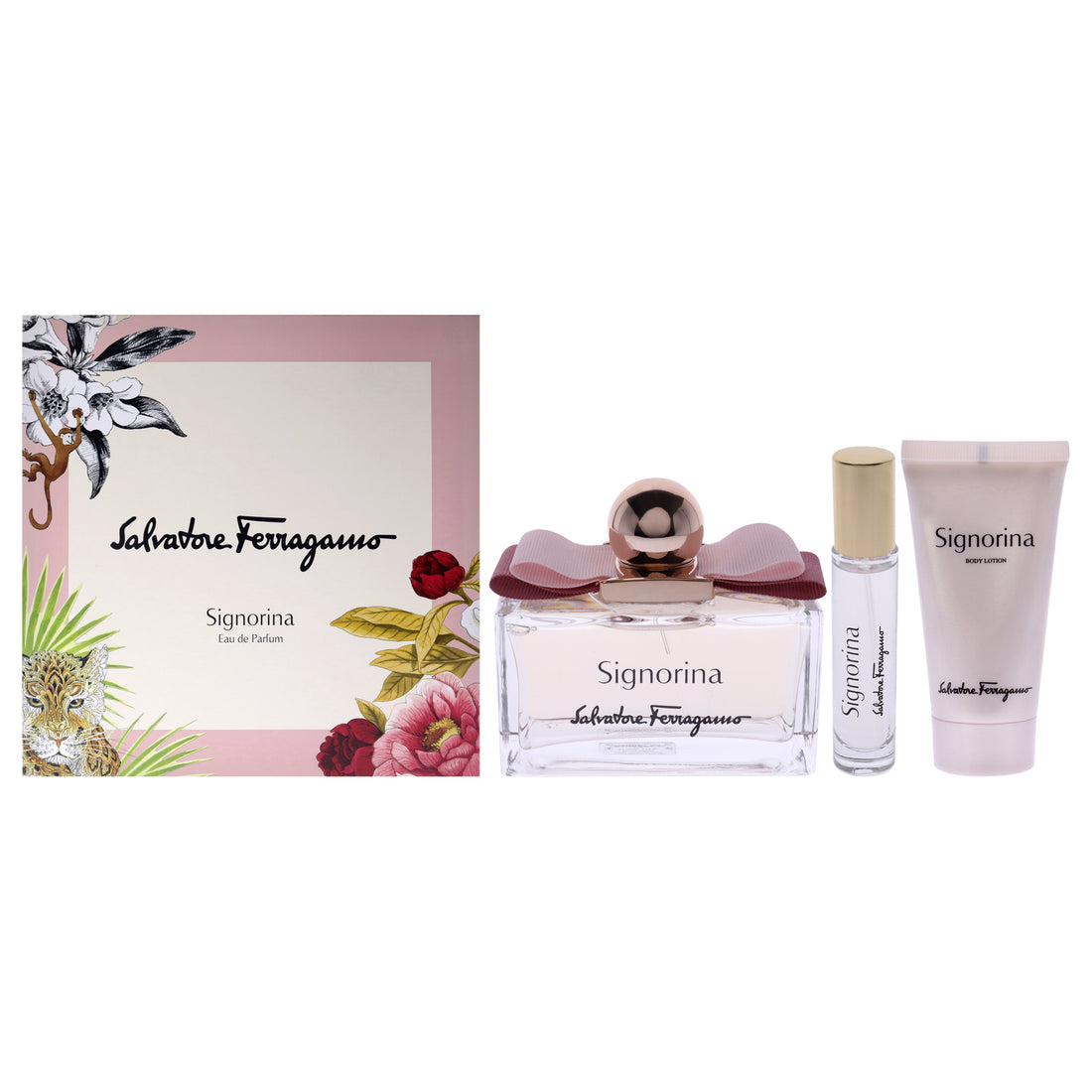 Signorina by Salvatore Ferragamo for Women - 3 Pc Gift Set 3.4oz EDP Spray, 1.7oz Body Lotion, 0.5oz EDP Spray