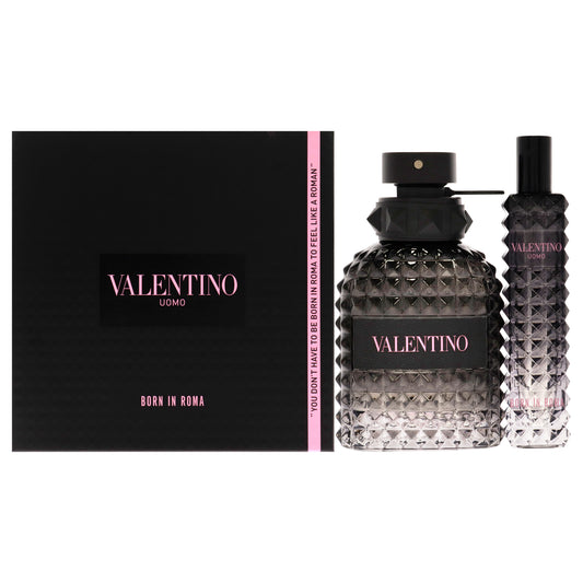 Uomo Born In Roma by Valentino for Men - 2 Pc Gift Set 1.7 oz EDT Spray, 0.5 oz EDT Spray