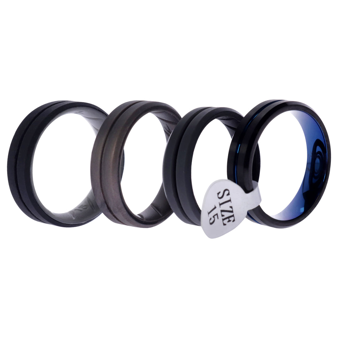 Silicone Wedding Ring BR Twin Middle Line Wedding Ring Set