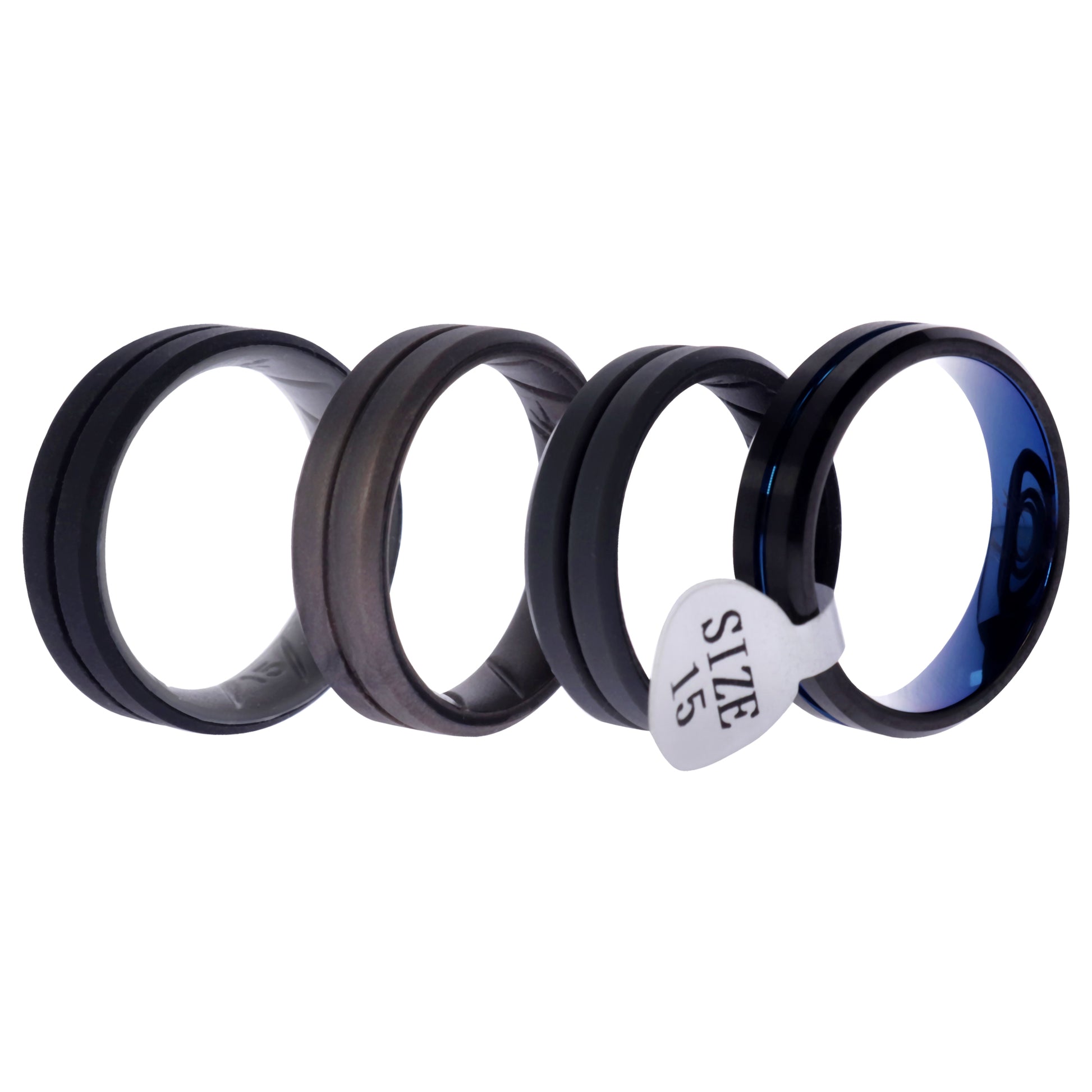 Silicone Wedding Ring BR Twin Middle Line Wedding Ring Set