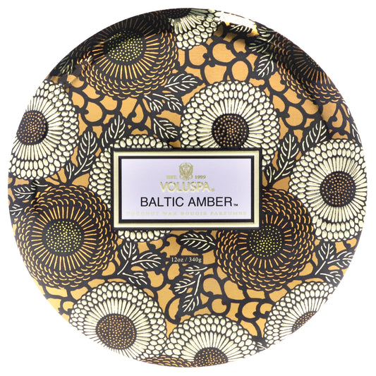 Japonica Collection 3 Wick Tin Candle - Baltic Amber