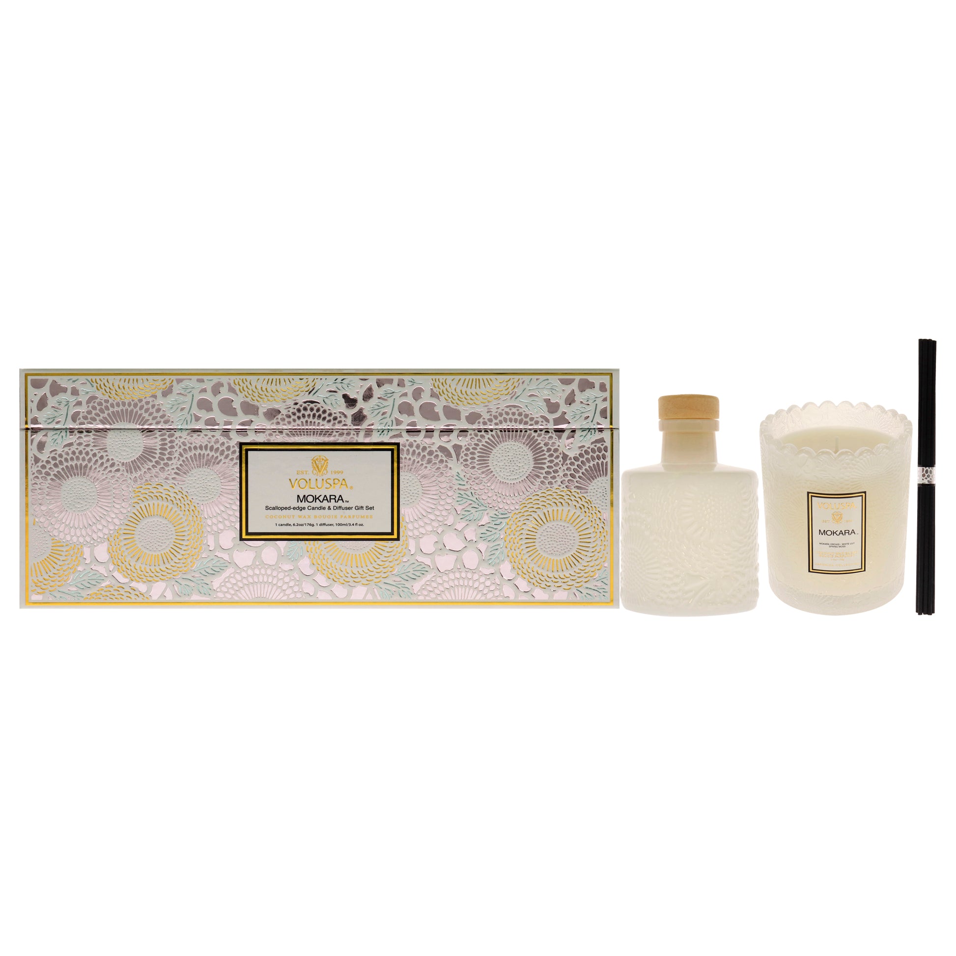 Japonica Collection - Scalloped-Edge Candle and Diffuser - Mokara Set
