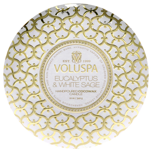 Maison Blanc Collection 3 Wick Tin Candle - Eucalyptus and White Sage