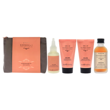 Volume Discovery Kit by Grow Gorgeous for Unisex - 4 Pc 1.6oz Volume Bodifying Shampoo, 1.6oz Volume Bodifying Conditioner, 2oz Volume Root Stimulator Primer, 2oz Hair Density Serum Original