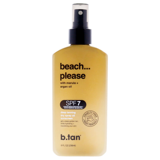 Beach Please Deep Tanning Dry Spray Sunscreen Oil SPF 7 by B.Tan for Unisex - 6.7 oz Sunscreen