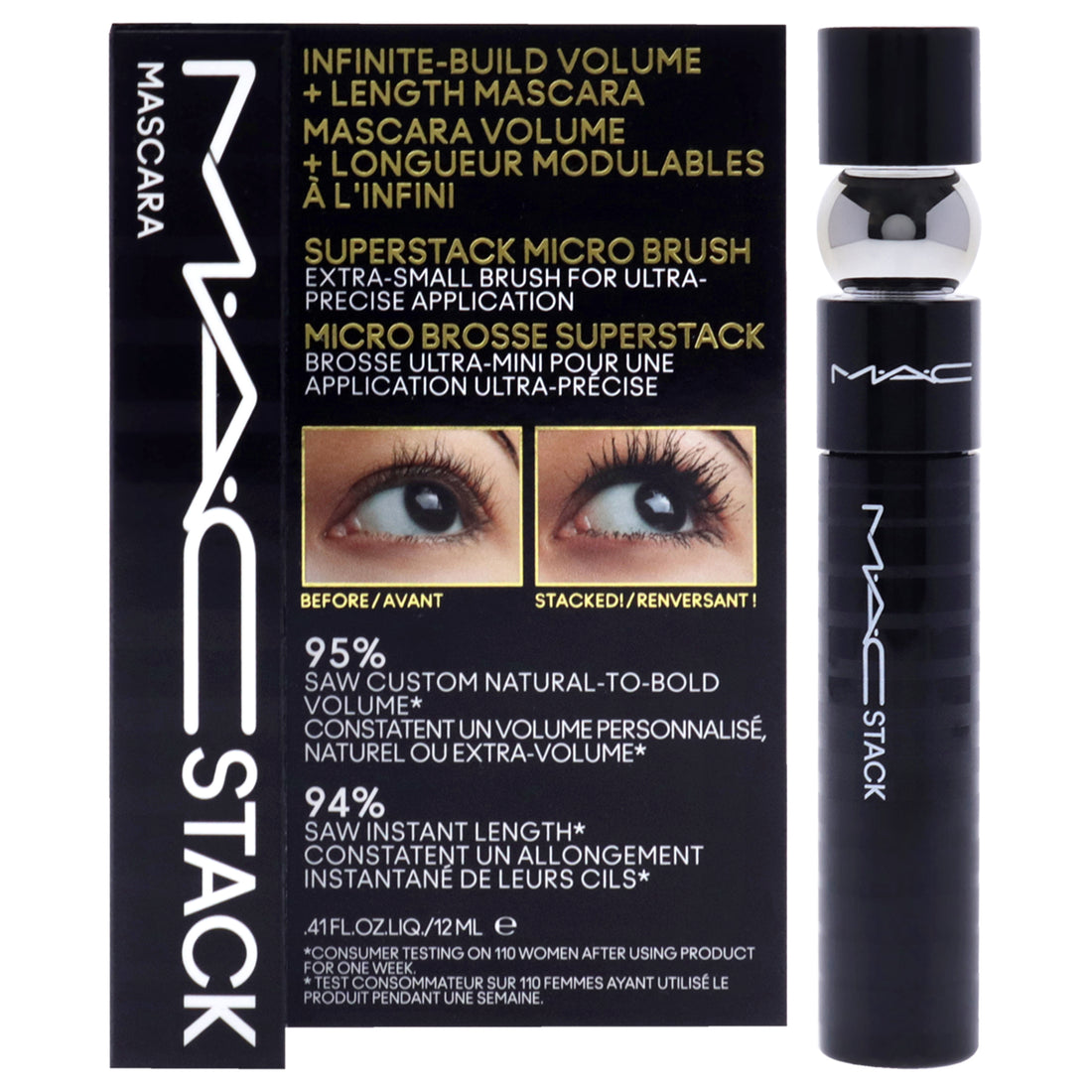 MAC Stack Mascara Superstack Micro Brush by MAC for Women - 0.41 oz Mascara