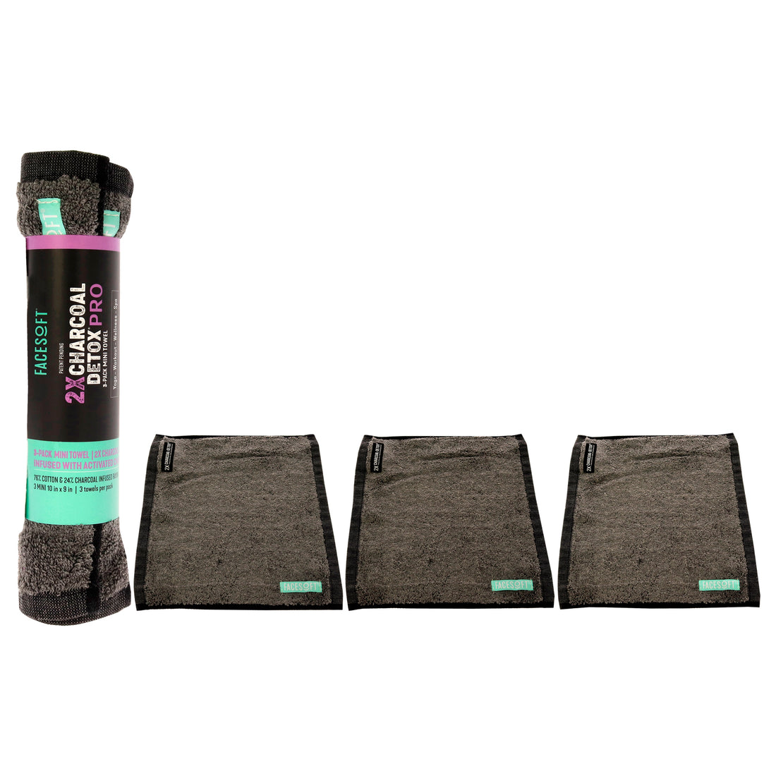 Facesoft Mini Towels Charcoal Detox