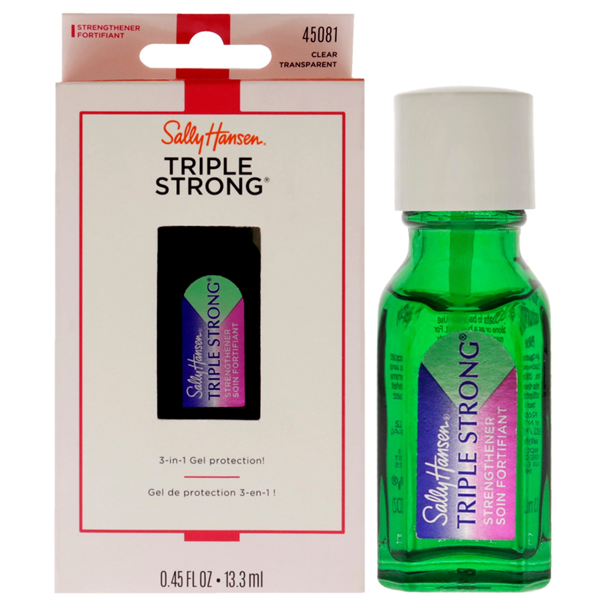 Triple Strong 3-in-1 Gel Protection - 45081 Clear by Sally Hansen for Women - 0.45 oz Gel