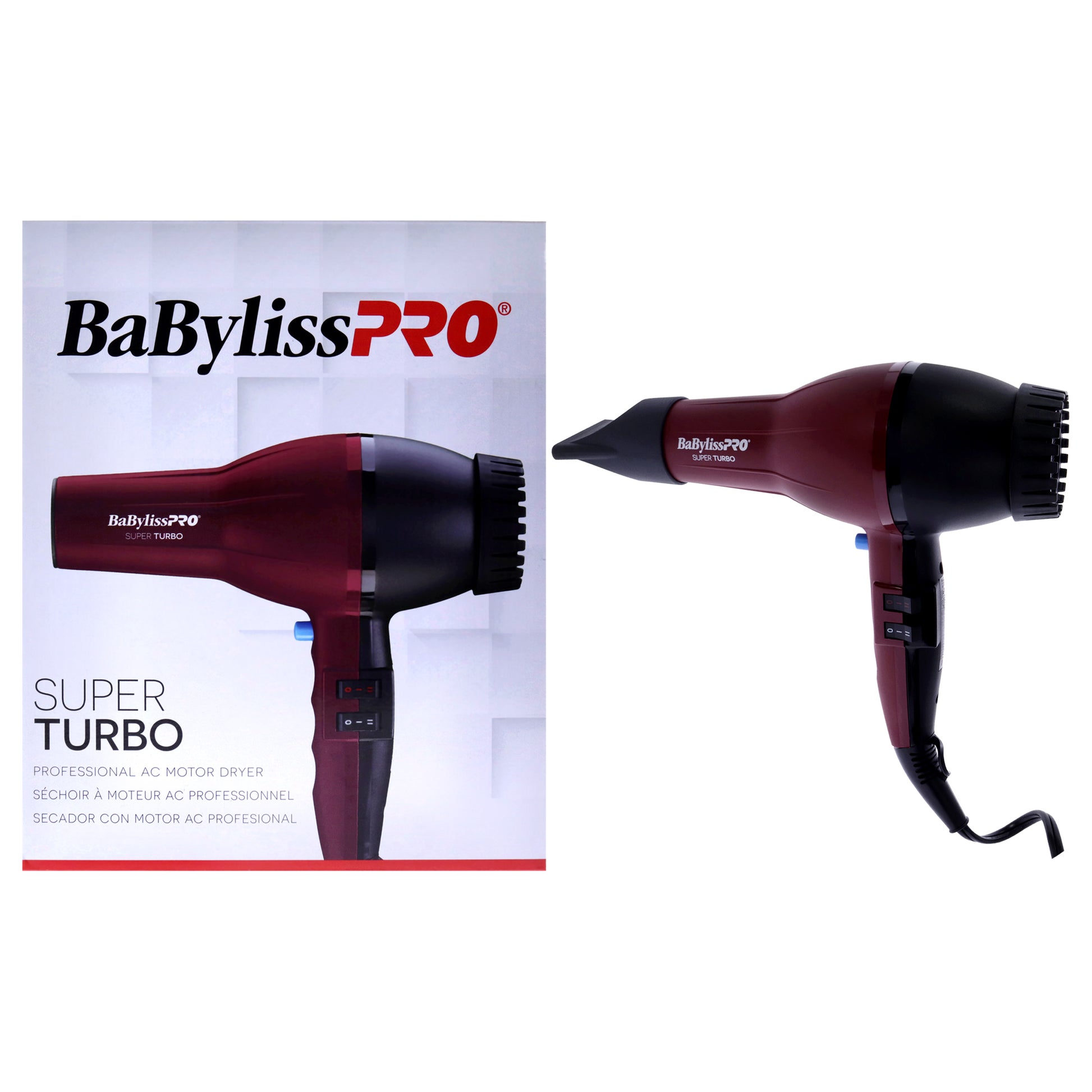 Babyliss PRO Super Turbo Hair Dryer -B307 - Maroon -Black