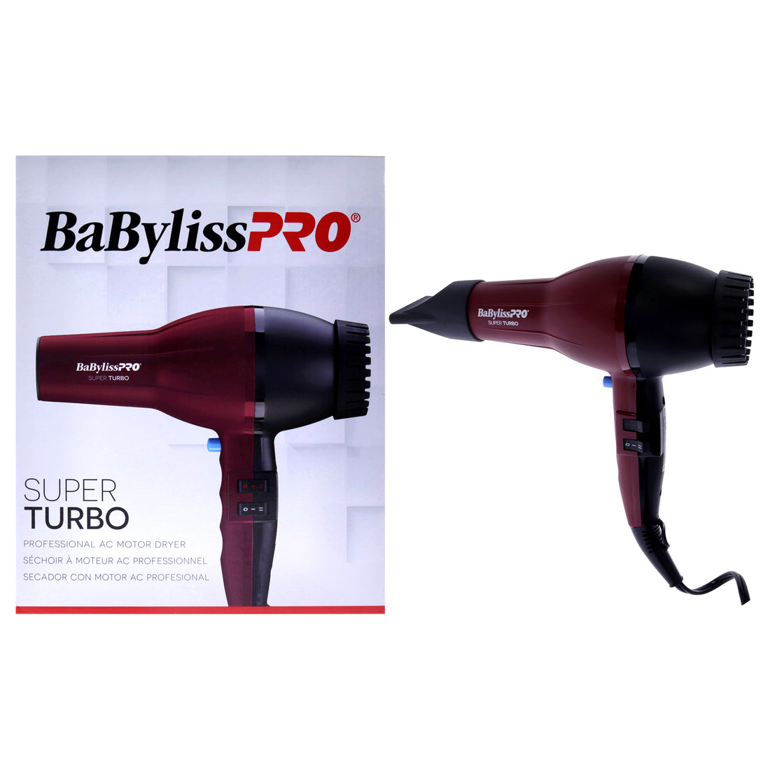 Babyliss PRO Super Turbo Hair Dryer -B307 - Maroon -Black