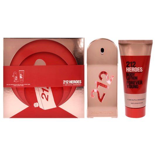 212 Heroes Forever Young by Carolina Herrera for Women - 2 Pc Gift Set 1.7oz EDP Spray, 3.4oz Body Lotion