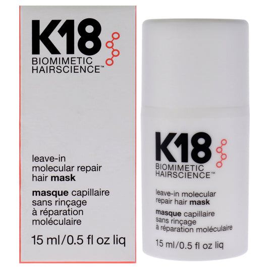 Leave-in Molecular Repair Hair Mask by K18 Hair for Women - 0.5 oz Masque