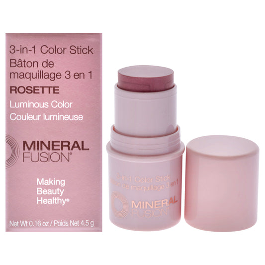 3-In-1 Color Stick - Rosette by Mineral Fusion for Women - 0.16 oz Makeup