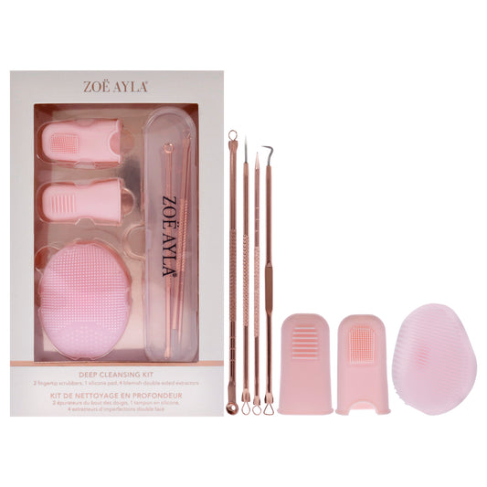 Deep Cleansing Kit by Zoe Ayla for Women - 7 Pc 2 Silicone Fingertip Scrubbers, 4 Double-Sided Extractors and Carrying Case, Silicone Cleansing Pad