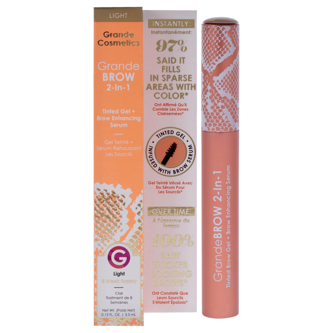Grande Cosmetics GrandeBROW 2-In-1 Tinted Brow Gel plus Brow Enhancing Serum