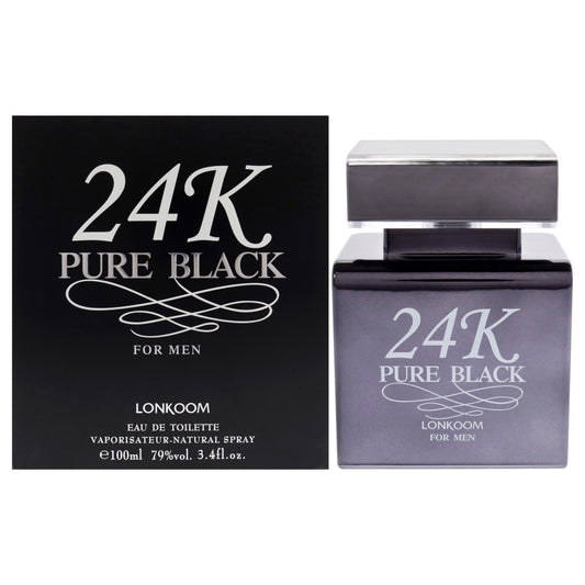 24K Pure Black by Lonkoom for Men - 3.4 oz EDT Spray