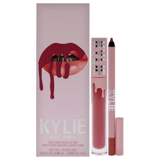 Matte Lip Kit - 302 Snow Way Bae by Kylie Cosmetics for Women - 2 Pc 0.10oz Matte Liquid Lipstick, 0.039oz Lip Liner