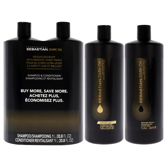 Dark Oil Weightless Duo by Sebastian for Unisex - 2 Pc 33.8 Shampoo, 33.8 Conditioner