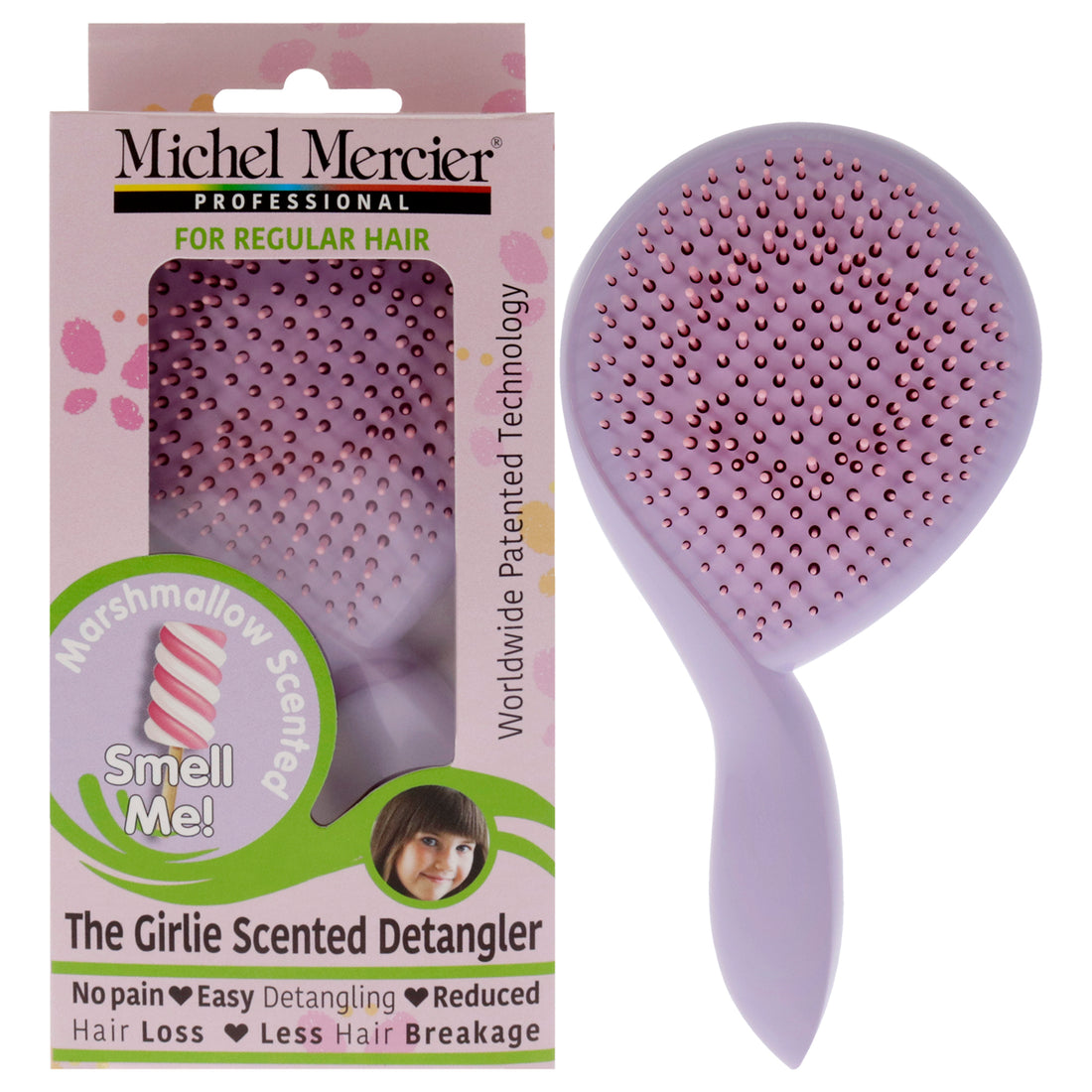 The Girlie Scented Detangler Brush Marshmallow Normal Hair - Purple by Michel Mercier for Women - 1 Pc Hair Brush