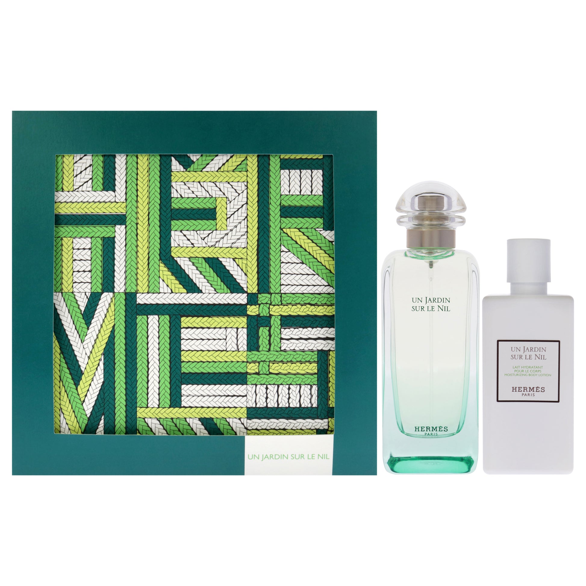 Un Jardin Sur Le Nil by Hermes for Unisex - 2 Pc Gift Set 3.3oz EDT Spray, 2.7oz Body Lotion