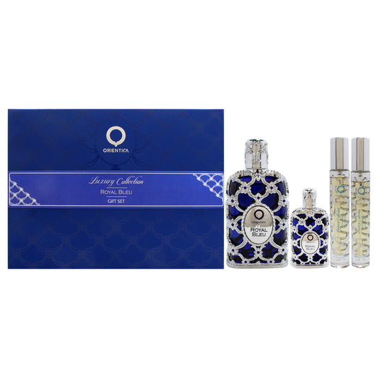 Royal Bleu by Orientica for Unisex - 4 Pc Gift Set 2.7oz EDP Spray, 7.5ml EDP Spray, 2 X 10ml EDP Spray