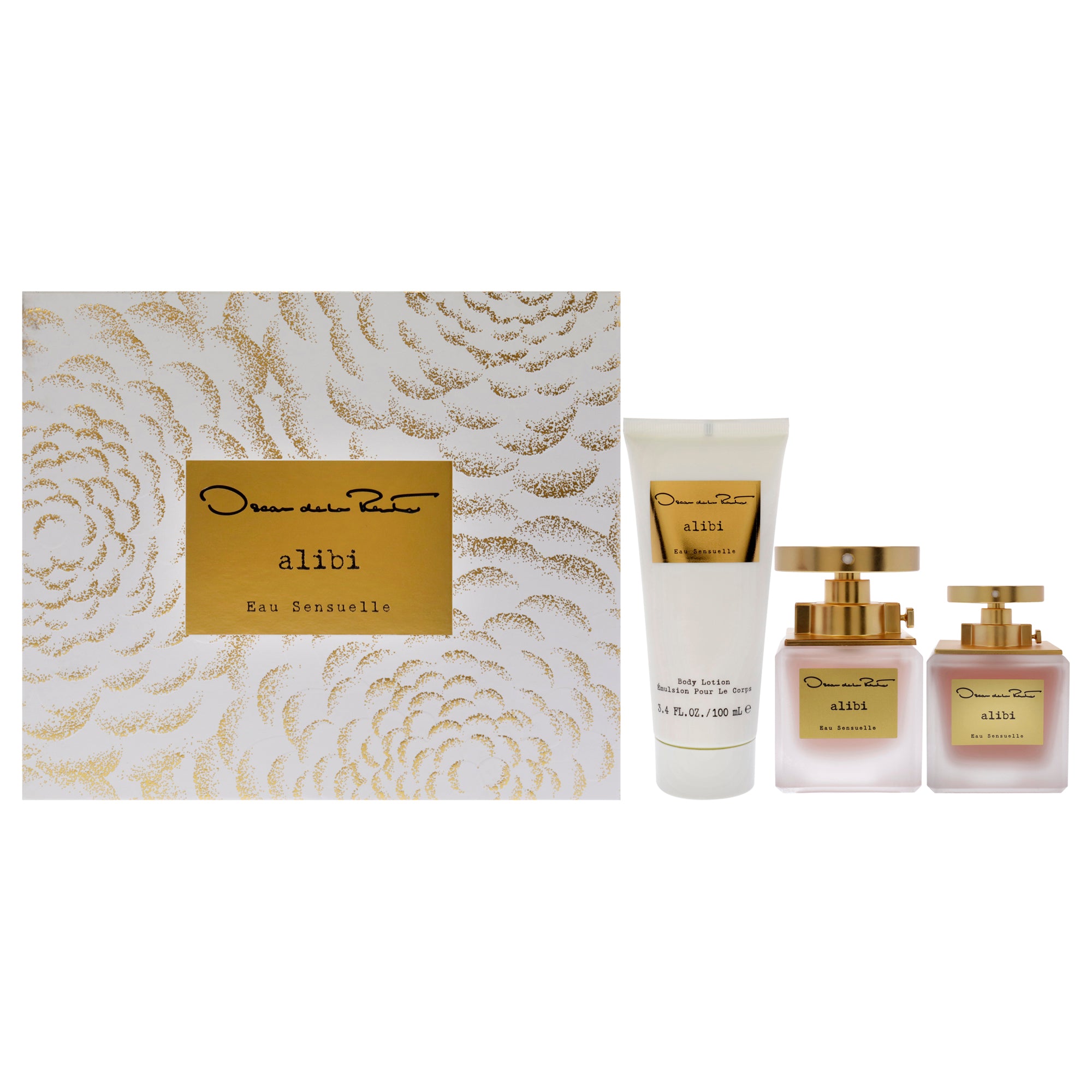 Alibi Eau Sensuelle by Oscar De La Renta for Women - 3 Pc Gift Set 3.3oz EDP Spray, 1oz EDP Spray 3.4oz Body Lotion