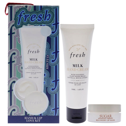Hand and Lip Love Kit by Fresh for Women - 2 Pc 1.6oz Hand Cream - Milk, 0.07oz Sugar Advanced Therapy Recovery Lip Mask