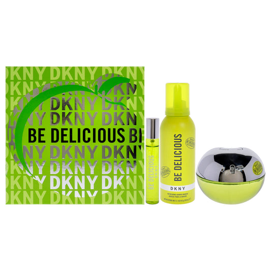 Be Delicious by Donna Karan for Women - 3 Pc Gift Set 3.4oz EDP Spray, 0.5oz EDP Spray, 5.1oz Shower Mousse