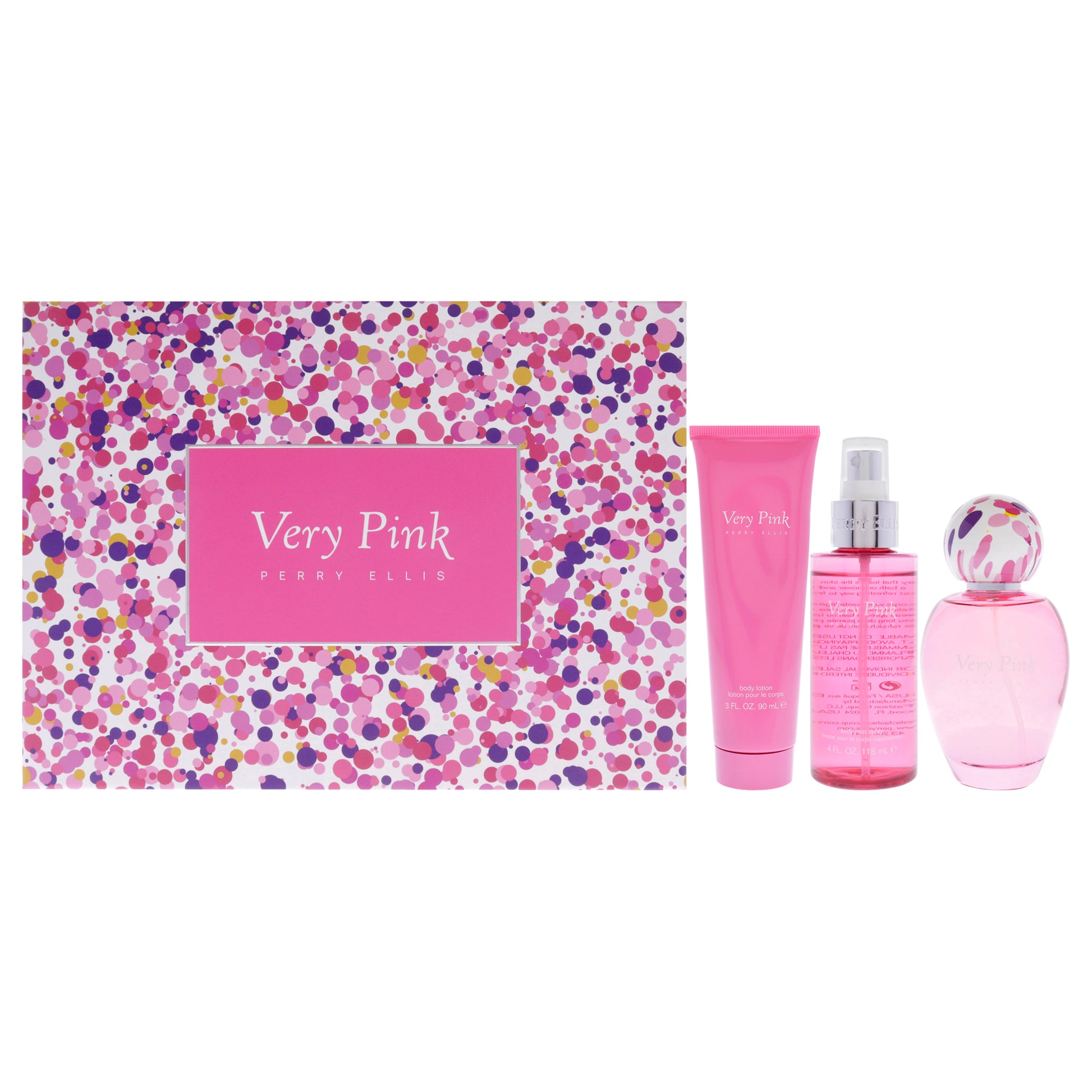 Perry Ellis Very Pink by Perry Ellis for Women - 3 Pc Gift Set 3.4oz EDP Spray, 3oz Body Lotion, 4oz Body Mist