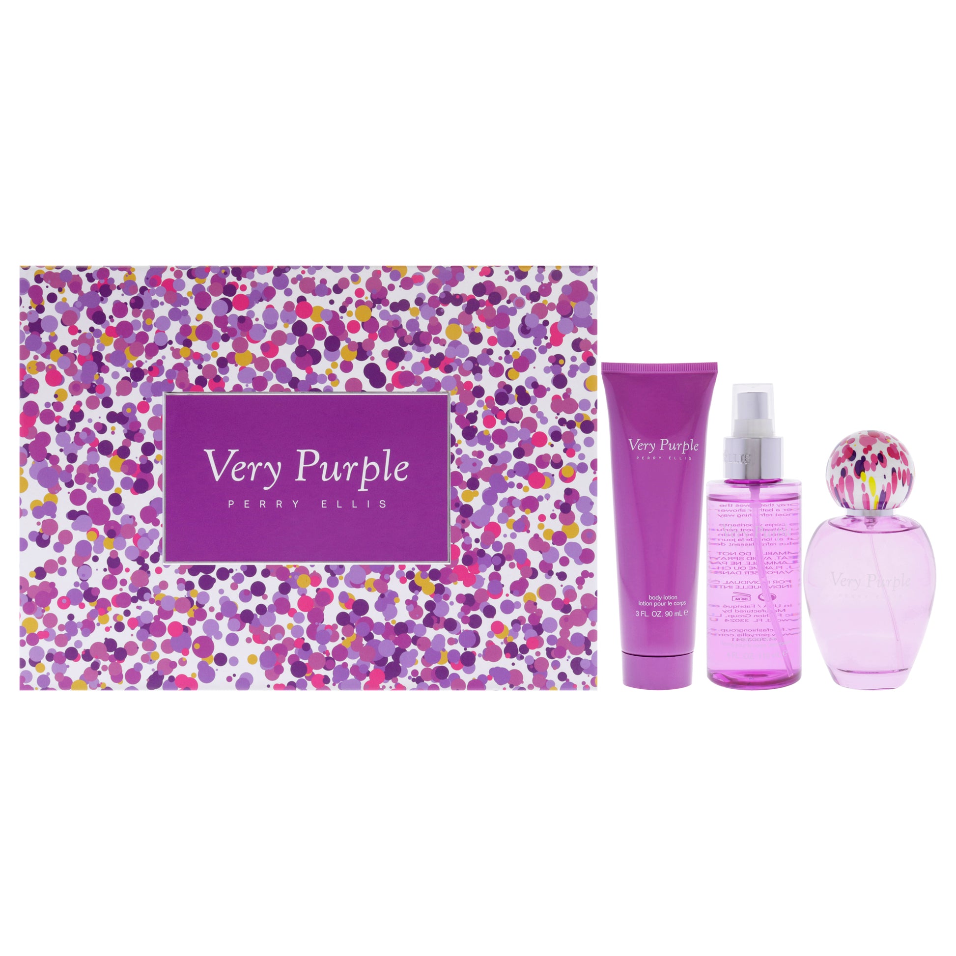 Perry Ellis Very Purple by Perry Ellis for Women - 3 Pc Gift Set 3.4oz EDP Spray, 3oz Body Lotion, 4oz Body Mist