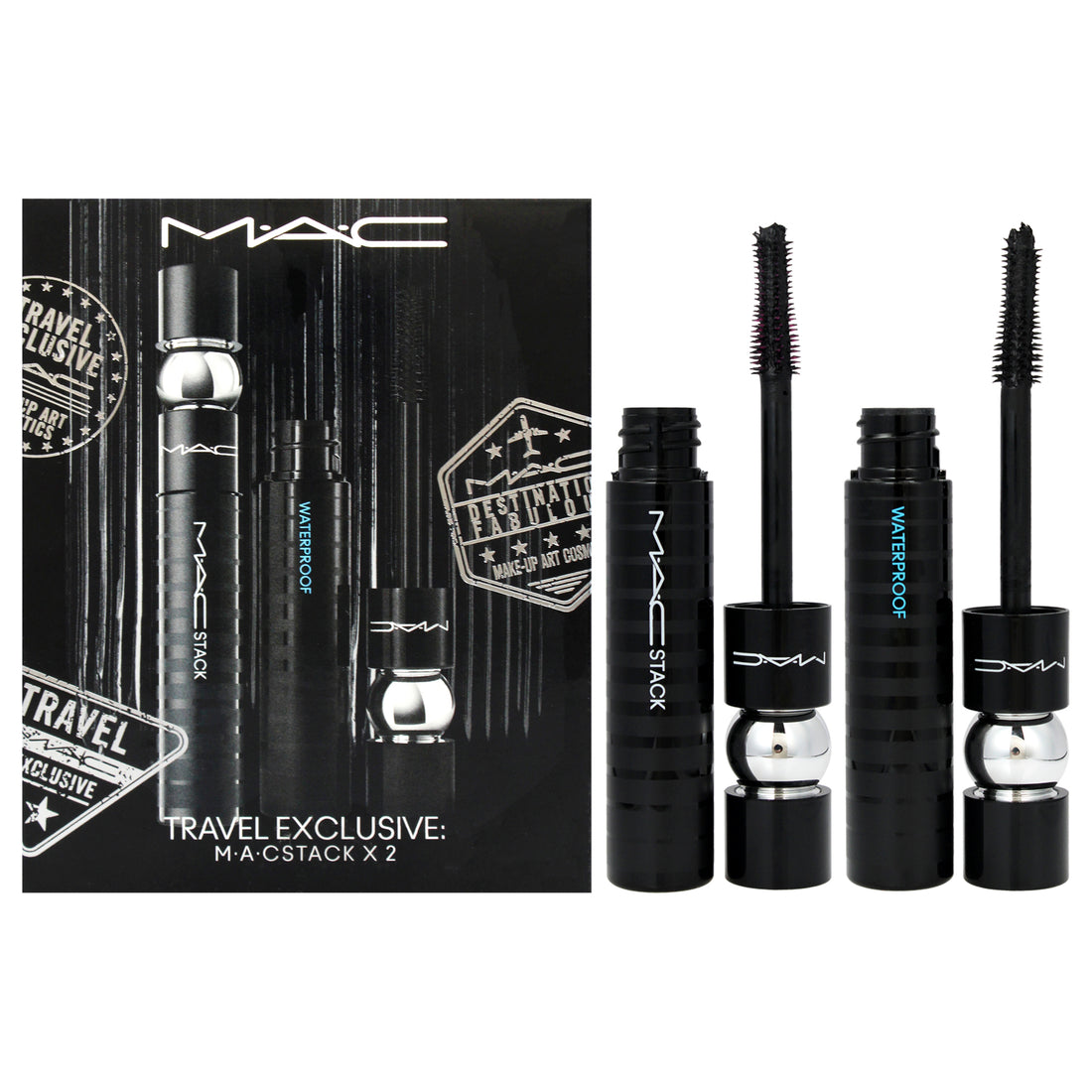 Stack Mascara Duo by MAC for Women - 2 Pc 0.41oz Superstack Mega Brush, 0.41oz Superstack Micro Brush