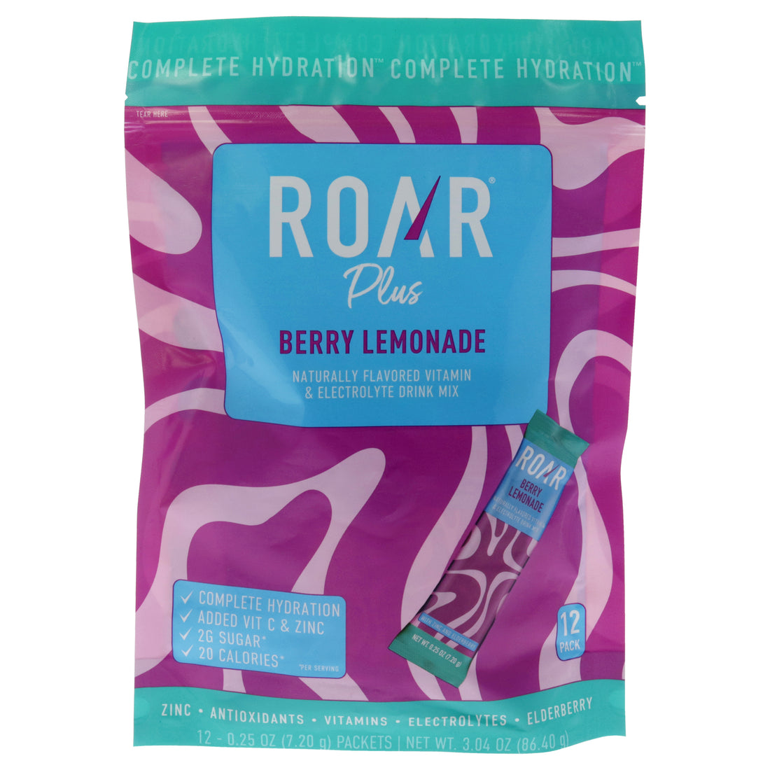 Complete Hydration Powder Plus - Berry Lemonade by Roar for Unisex - 12 x 0.25oz Electrolytes