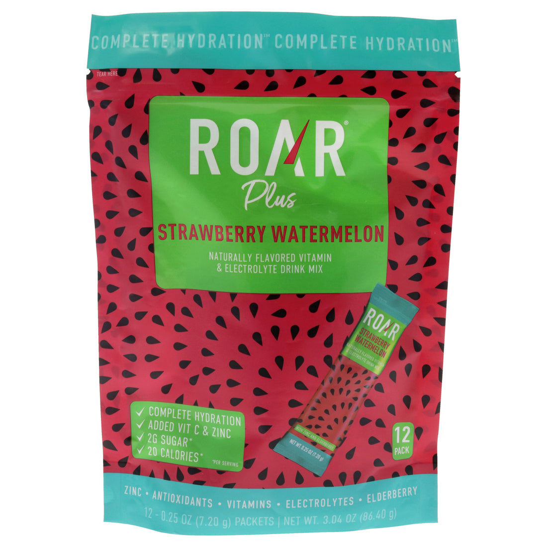 Complete Hydration Powder Plus - Strawberry Watermelon by Roar for Unisex - 12 x 0.25 oz Electrolytes