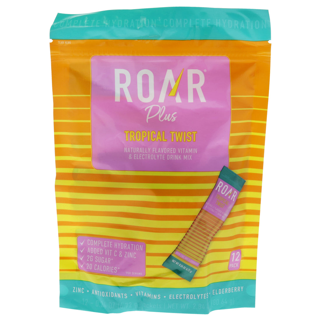 Complete Hydration Powder Plus - Tropical Twist by Roar for Unisex - 12 x 0.24 oz Electrolytes