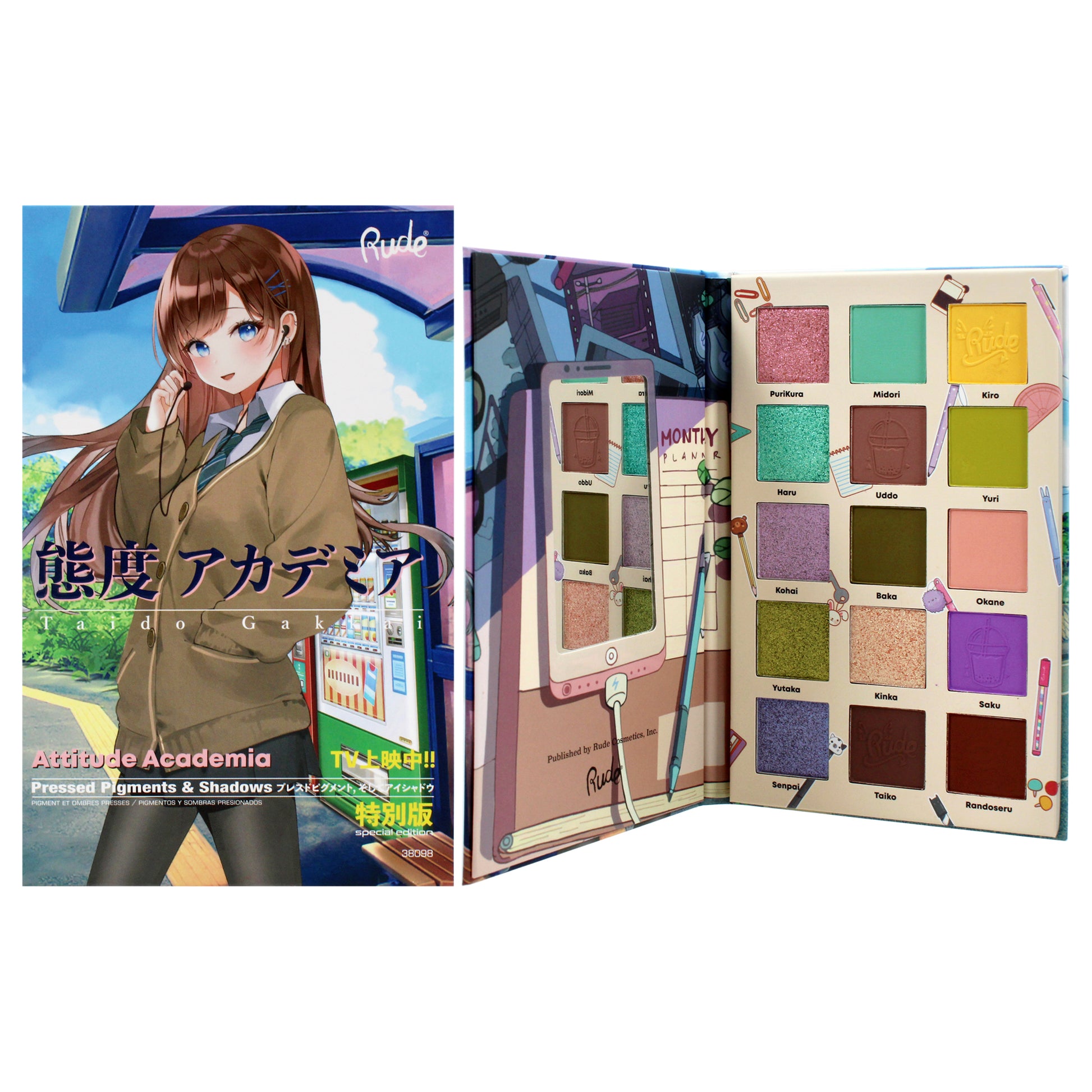 Rude Cosmetics Manga Collection Pressed Pigments and Shadows Palette