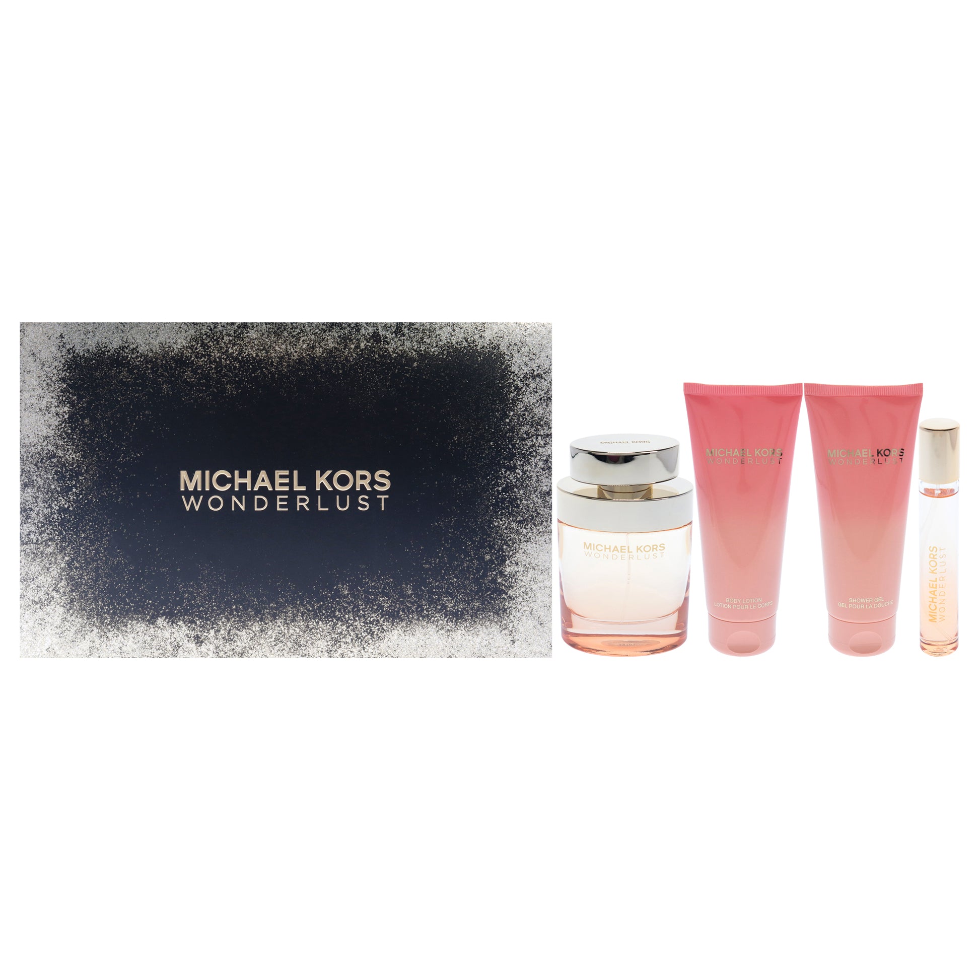 Wonderlust by Michael Kors for Women - 4 Pc Gift Set 3.4oz EDP Spray, 3.4oz Body Lotion, 3.4oz Shower Gel, 0.33 oz EDP Spray