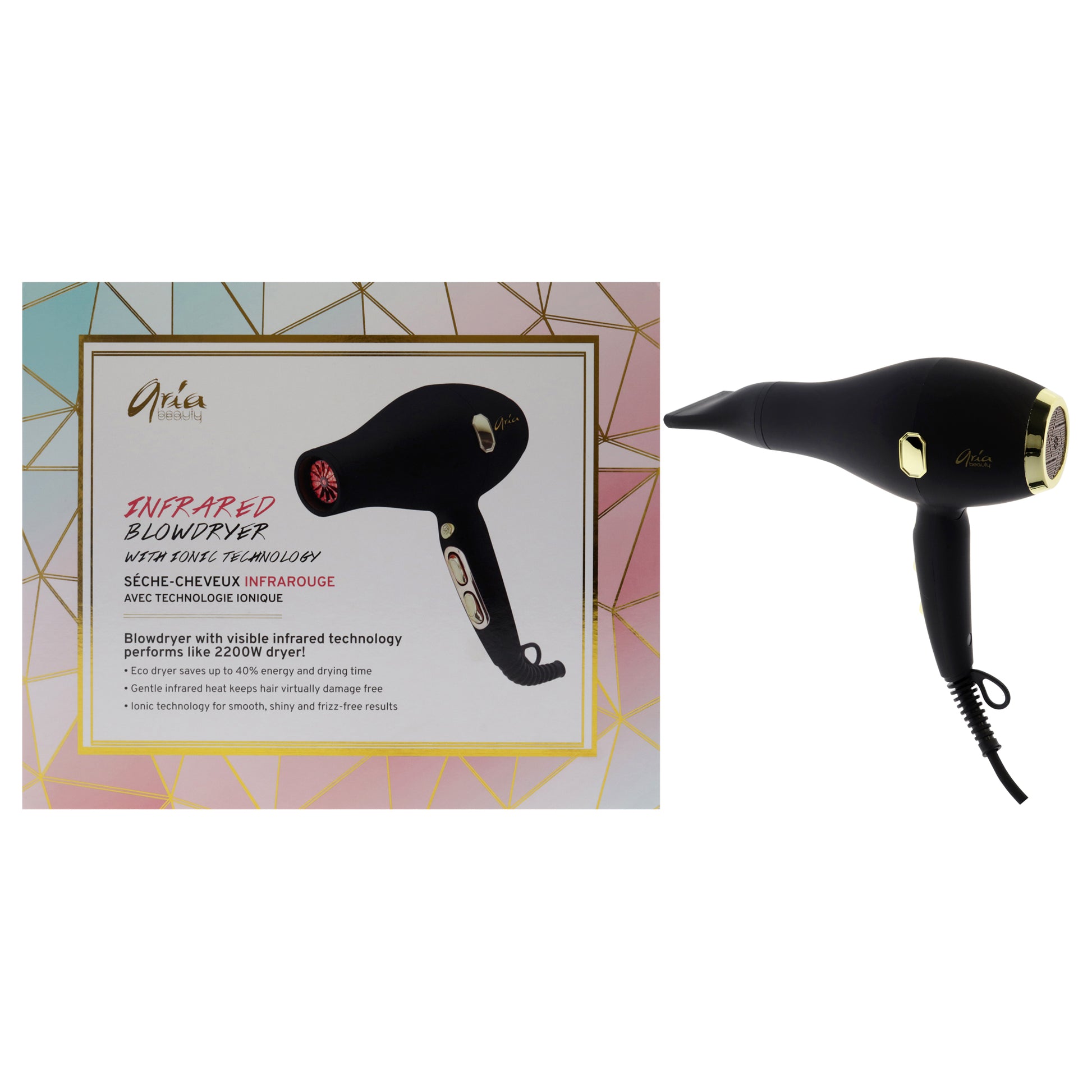 Infrared Blowdryer With Ionic Technology by Aria Beauty for Women - 1 Pc Hair Dryer