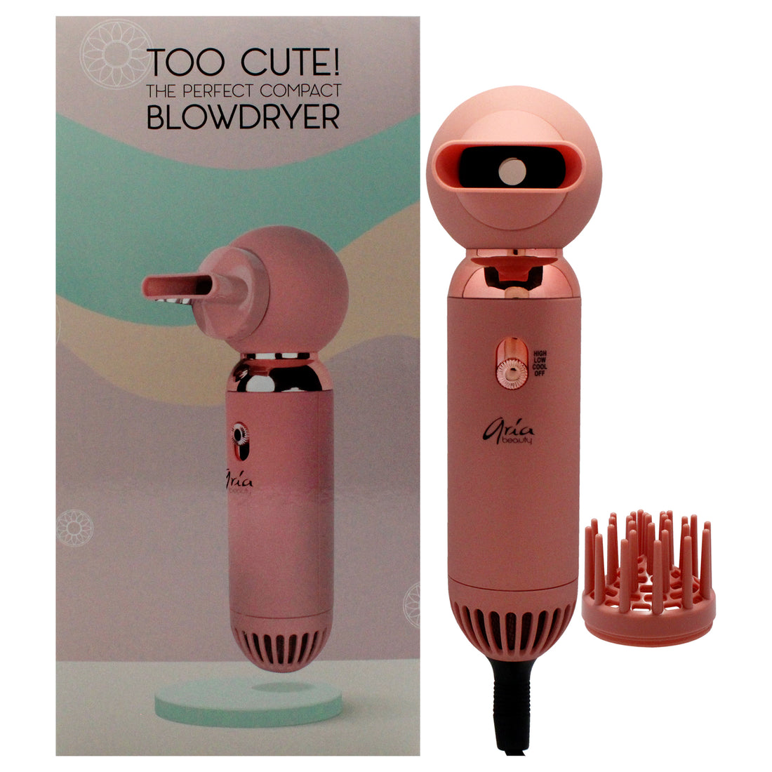 Too Cute Compact Blowdryer - Rose Gold by Aria Beauty for Women - 1 Pc Hair Dryer