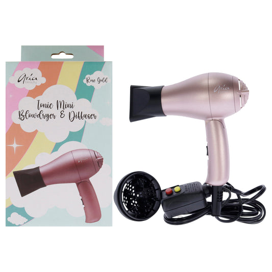 Tonic Mini Blowdryer and Diffuser - Rose Gold by Aria Beauty for Women - 1 Pc Hair Dryer