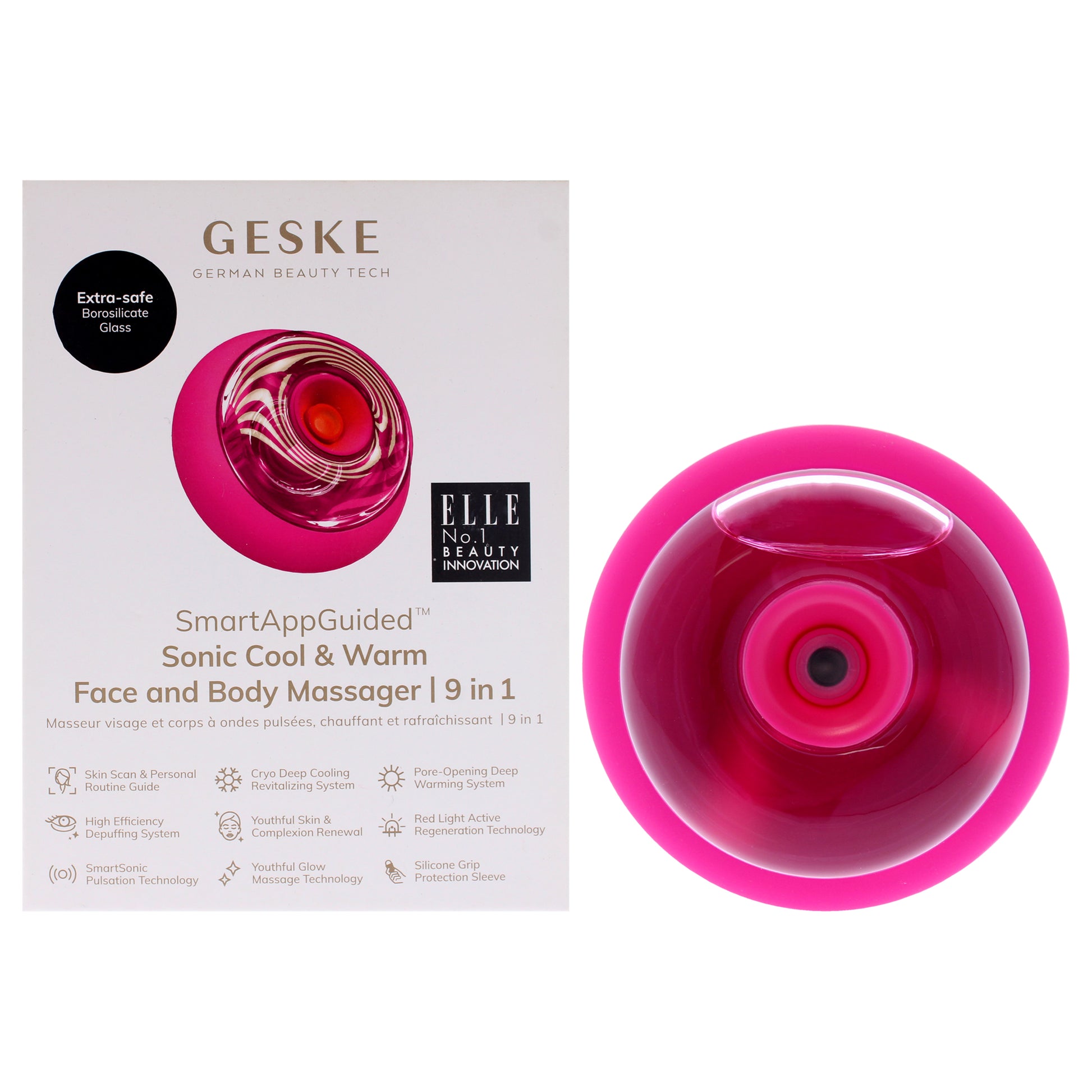 Sonic Cool and Warm Face and Body Massager 9 in 1 - Magenta