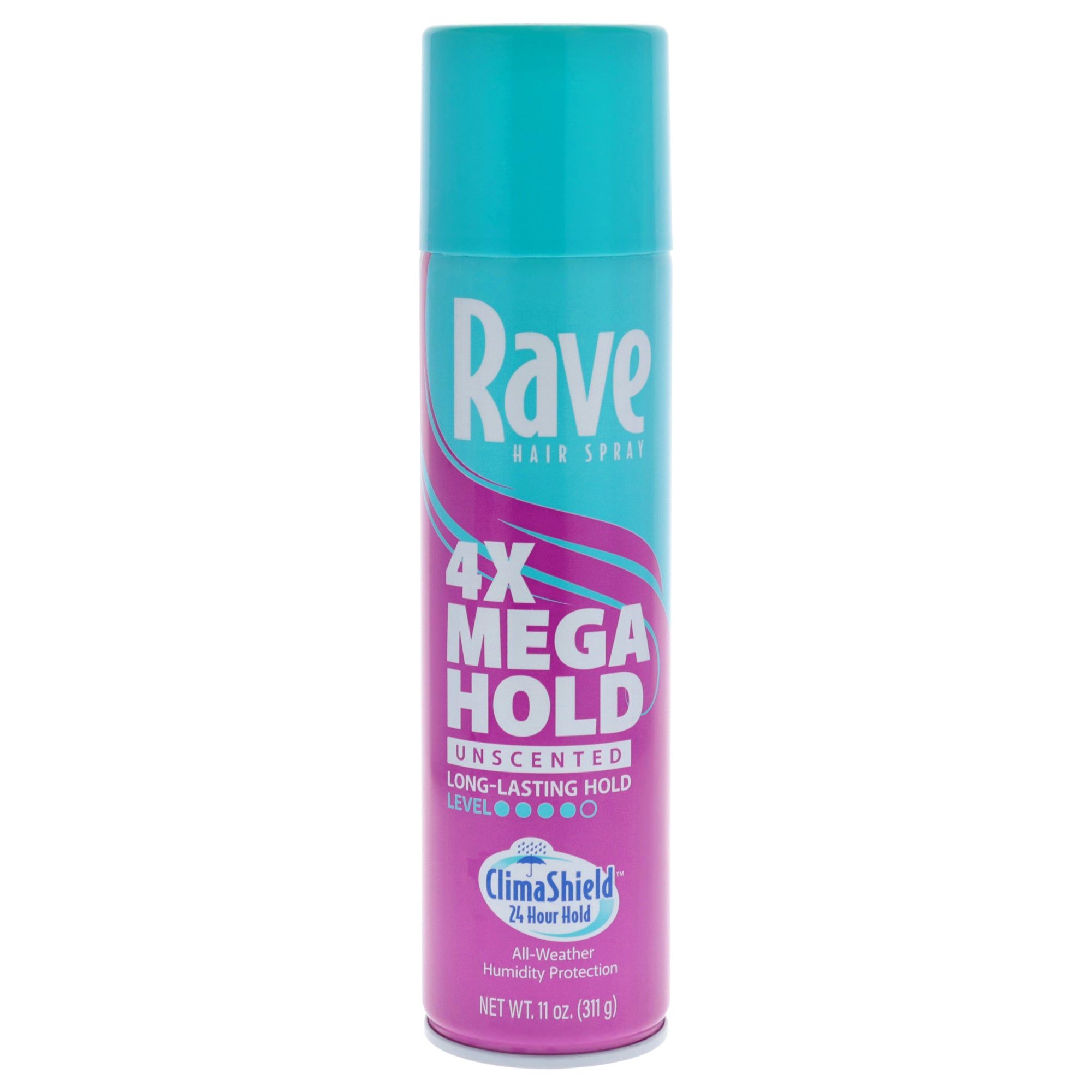 4X Mega Unscented Aerosol Hairspray by Rave for Unisex - 11 oz Hair Spray