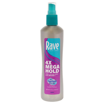 4X Mega Unscented Non Aerosol Hairspray by Rave for Unisex - 11 oz Hair Spray